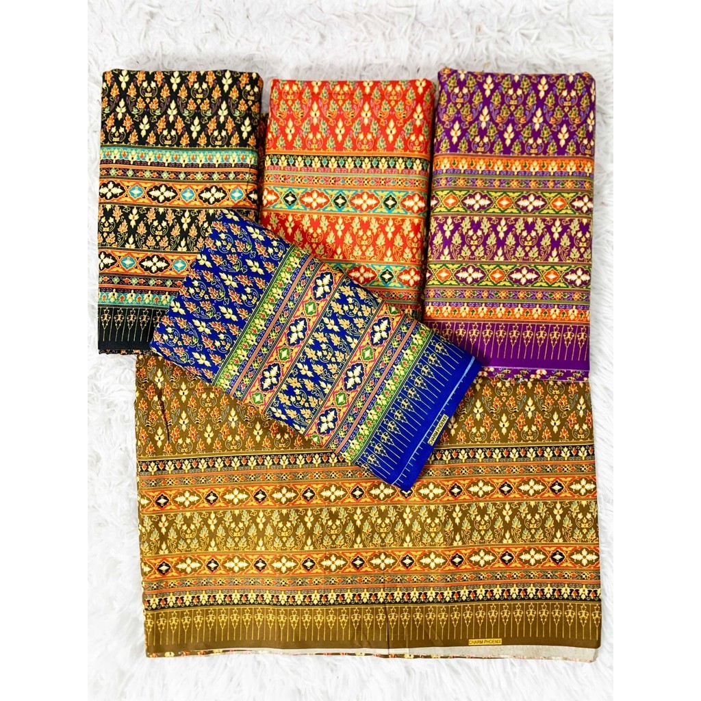 ผ้าถุงลาย เทพพนม 3 ผืน เย็บสำเร็จพร้อมสวมใส่หน้ากว้าง 2 เมตรไม่มันไม่ลื่นไม่ลงแป้ง