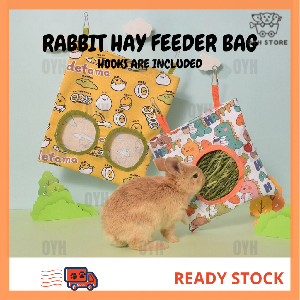 การจัดส่งในพื้นที่- RABBIT HANGING HAY FEEDER BAG GUDETAMA DINOSAUR ออกแบบน่ารัก CAGE FOOD FEEDER BE