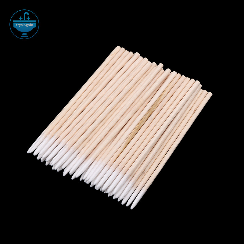 [strysingoin] 100 ชิ้นทิ้งสําลีขนาดเล็กพิเศษฟรีแปรงไมโครไม้สําลีสําลีขนตาขยายกาวถอดเครื่องมือ VN