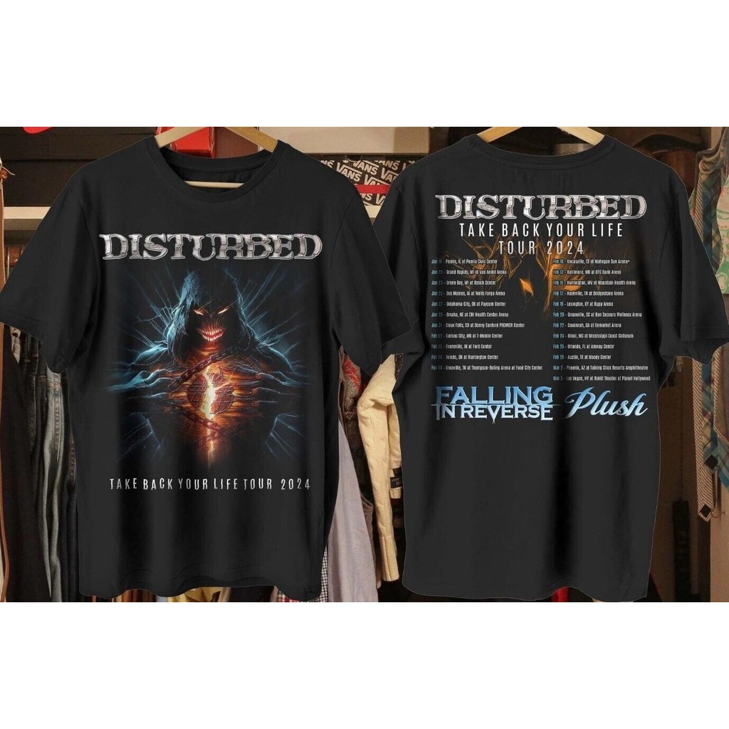 2024 Gildan ของขวัญแขนสั้นสําหรับผู้ชายใหม่ Disturbed เสื้อ, Disturbed Heavy Metal เสื้อ, Unisex ของ