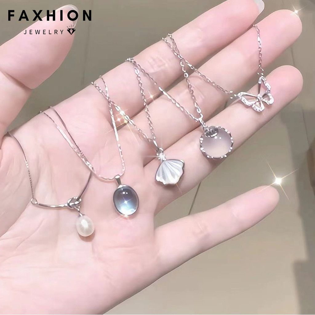 สร้อยคอพลอยผู้หญิงเครื่องประดับอุปกรณ์เสริมที่เรียบง่ายเพทายผีเสื้อสร้อยคอเงิน