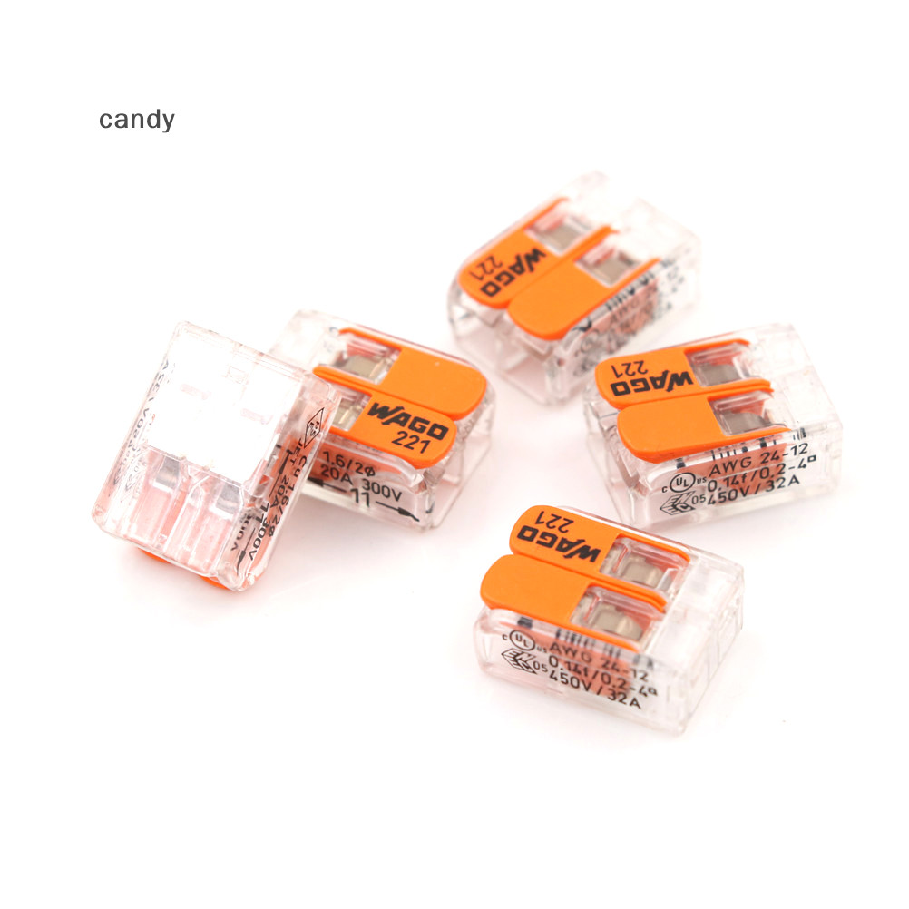 Ndy ร้อน 5 ชิ้นขาย Wago 221-412 LEVER-NUTS 2 ตัวนําขั้วต่อขนาดกะทัดรัด 10 PK ทองแดงลวด Junction N