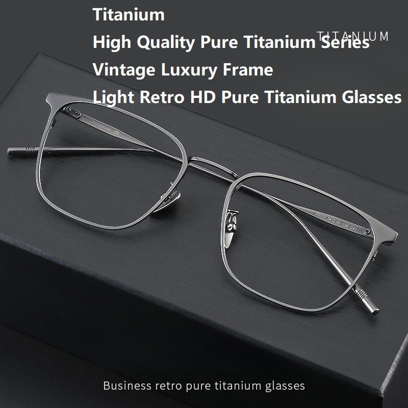 Semi-titanium กรอบแว่นตาแหวนพื้นผิวผู้ชาย Retro Casual Semi-Titanium Anti-Blue Light แว่นตาแบน 992