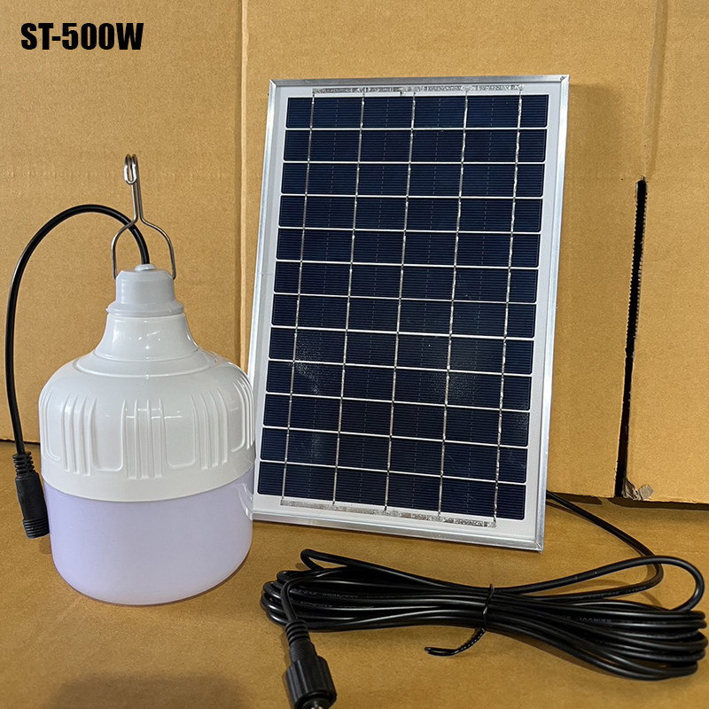 โซล่าเซลล์ คุ้มชัวร์!!ไฟตุ้มโซล่าเซลล์ ST-NEW 500W/600W/700W/800W แสงขาว/3แสง ไฟตุ้ม ไฟโซล่าเซลล์ กั