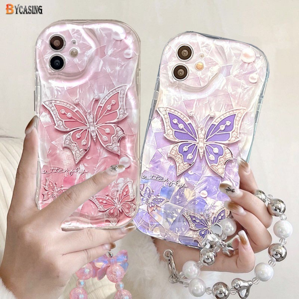 สําหรับredmiหมายเหตุ14 14C 13หมายเหตุ13 13C A2 A1 12C 10 10C 10A 9C 9A 9Tหมายเหตุ12 11S Note10 10s 9 Poco X5 M6 X3 X6 C40 หรูหราประกายสร้อยข้อมือคริสตัลหยักกรณีโดยผีเสื้อกระลอกคลื่น