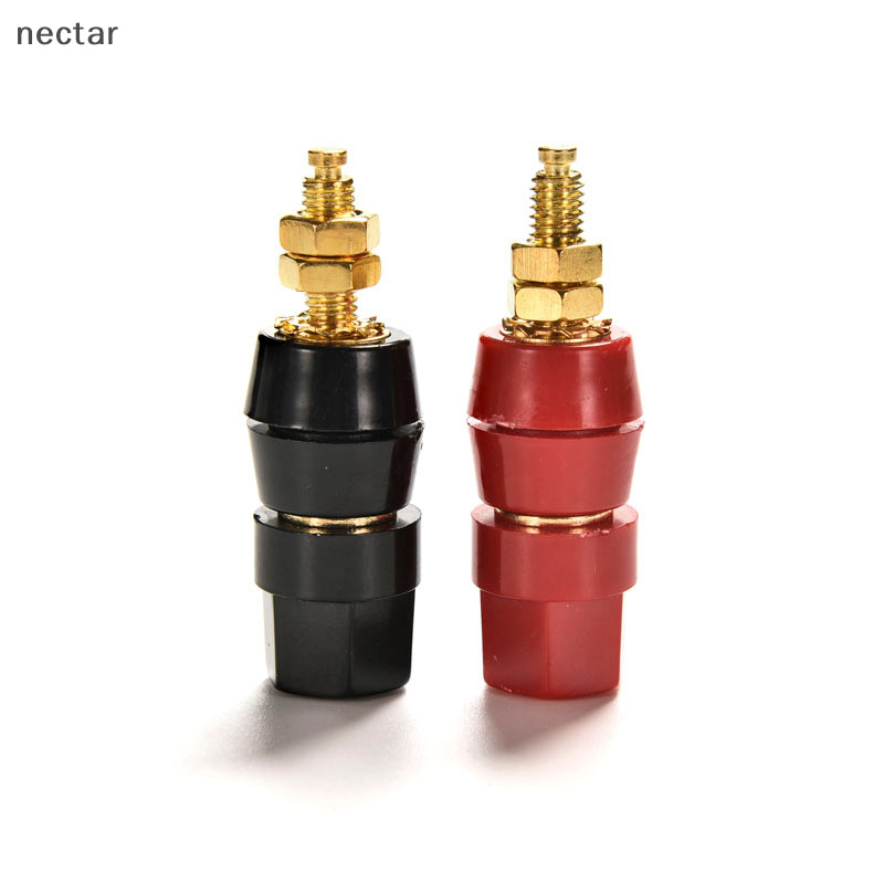 Tar 2PCS Binding Post สายลําโพงเครื่องขยายเสียง Terminal Banana Plug Jack Gold N