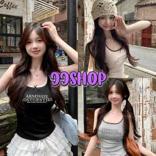 JJ Shop​💜​พร้อมส่ง เสื้อกล้าม คอกลม มีฟองน้ำ ดีเทลสกีนตัวอักษร สีพื้นง่ายๆ เกาหลีน่ารัก"FY746-P"