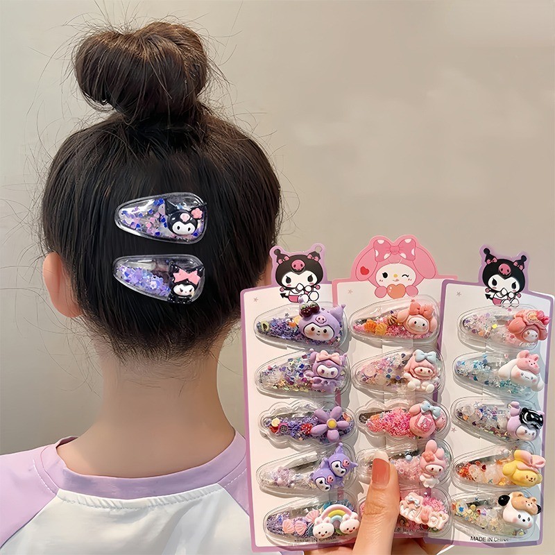 Sanrio Kuromi สาว Hairpin Kawaii ทารกคลิปผม My Melody Cinnamoroll เจ้าหญิง Quicksand ทารกคลิปสาวอุปกรณ์เสริม