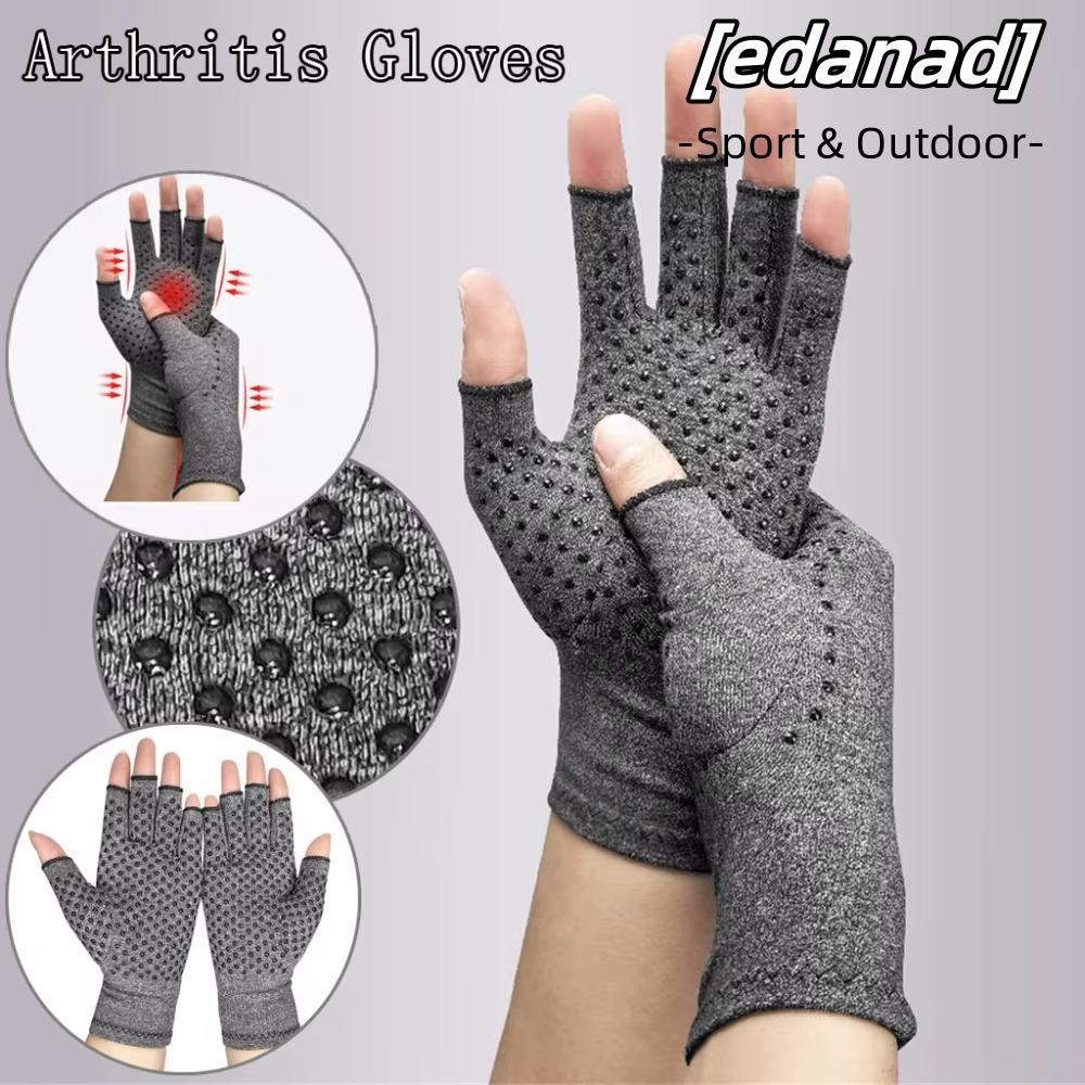 Edanad ถุงมือพยุงข้อมือ, Fingerless Hand Pain Relief Compression Gloves, Hand Brace Joints Support Elastic Touch Screen Mittens Outdoor