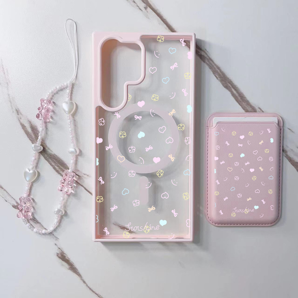 น่ารัก Simple Girly สไตล์กระเป๋าสตางค์สําหรับ Samsung s22 s22plus ultra Case Girly S23 S23Plus s23fe s24 s24plus s24ultra กระเป๋าสตางค์ปกหลัง