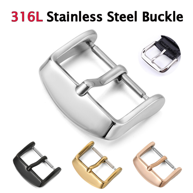 316l สแตนเลสสตีล 12 มม.14 มม.16 มม.18 มม.20 มม.22 มม.24 มม.สายนาฬิกา Pin Buckle Sliver สายรัดทองหัวเข็มขัดผู้หญิงผู้ชาย Watchstrap เปลี่ยน Pin Buckle