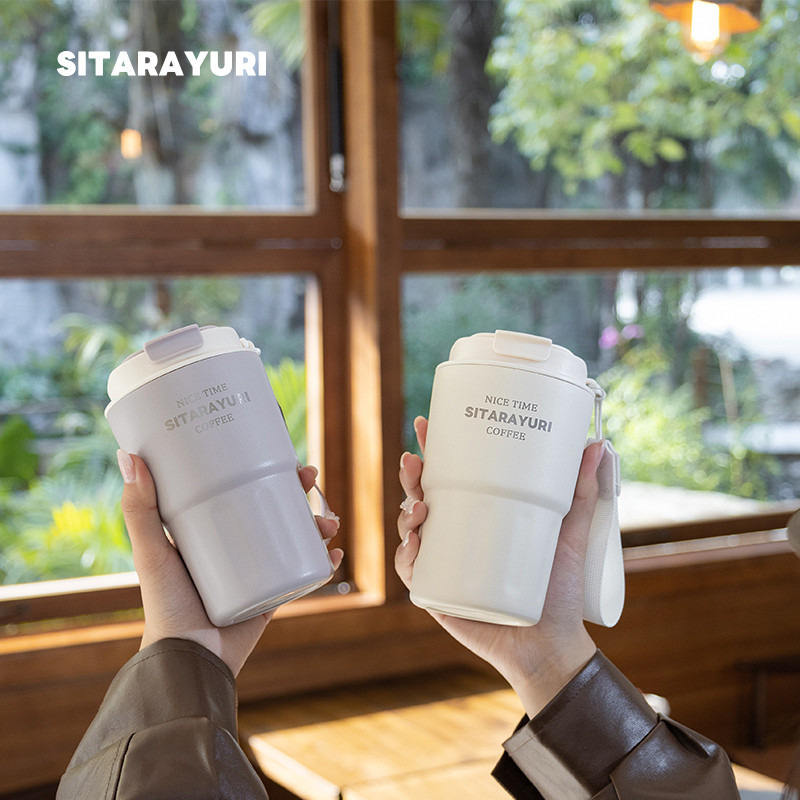 SITARAYURI (ของแท้) แก้วกาแฟขนาดพกพา 600ml แบบกระดกดื่ม แก้วเก็บอุณหภูมิ