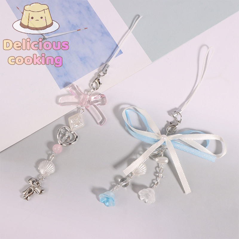 [ทําอาหารแสนอร่อย] ไวโอลิน Bowknot หัวใจลูกปัดพวงกุญแจสําหรับผู้หญิงหวาน Charm ความงาม Y2k กระเป๋าจี้เครื่องประดับของขวัญ [ใหม่]
