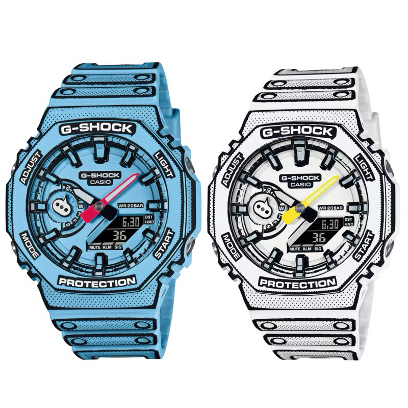 G-shock GA-2100MNG-2A MANGGA นาฬิกาสปอร์ตสีฟ้าและสีขาวนาฬิกาแฟชั่นกันน้ํา m689