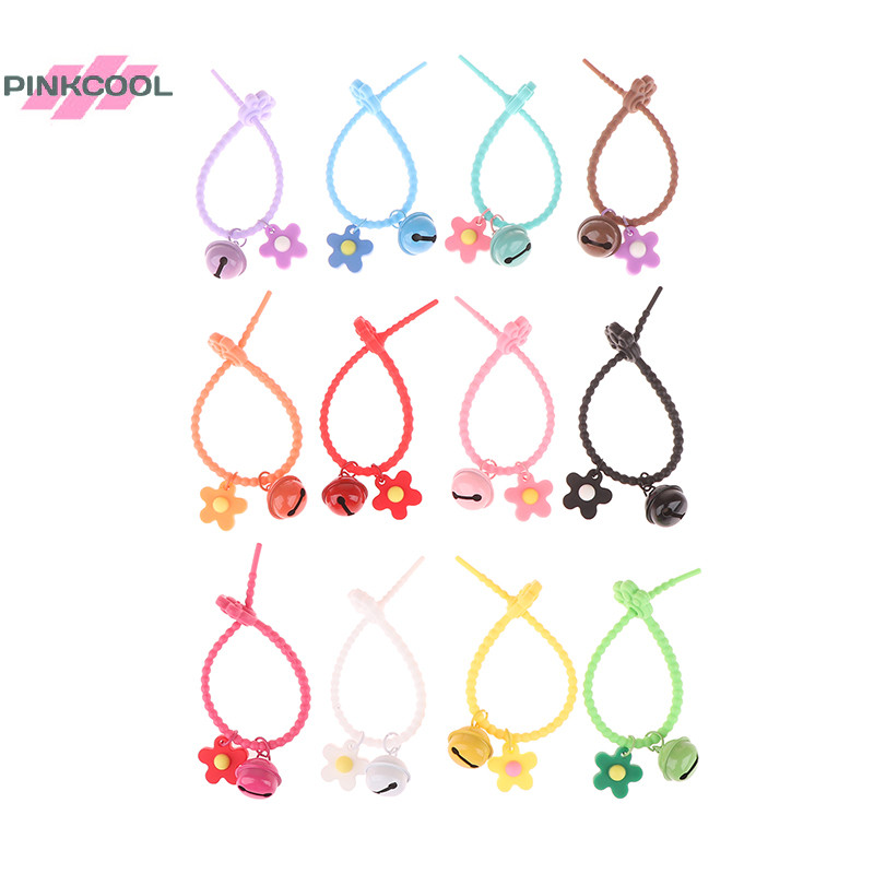 Pinkcool ลูกอมหวานสีหมีรอยเท้าระฆังพวงกุญแจซิลิโคนดอกไม้พวงกุญแจสําหรับสาวกระเป๋าจี้กุญแจรถแหวนกระเป๋าเป้สะพายหลังตกแต่งร้อน