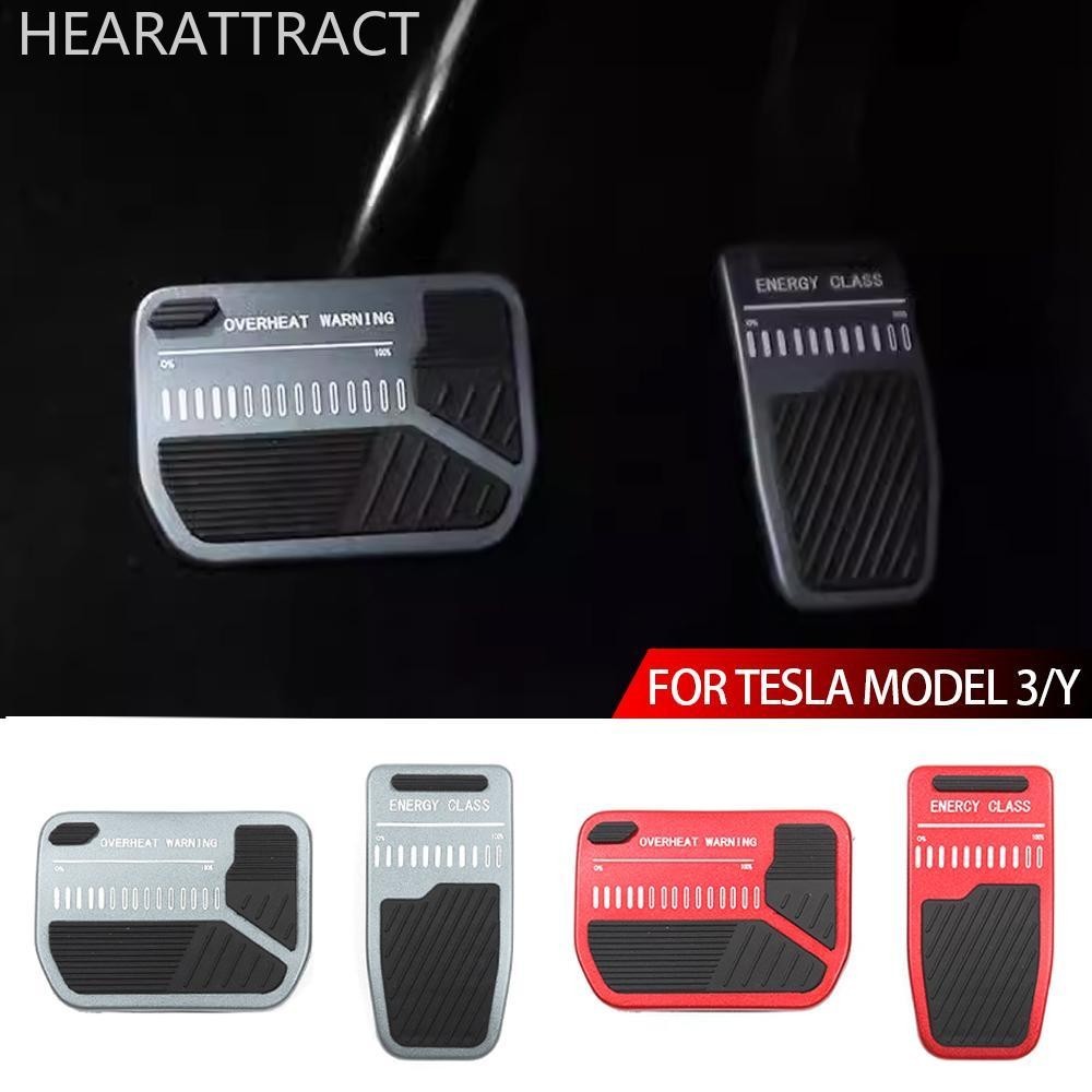 Hearattract 2 ชิ้นรถเท้าเหยียบ Pads Accelerator แก๊สการใช้เบรคเหยียบ Rest เหยียบฝาครอบอลูมิเนียมอุปกรณ์เสริมสําหรับ Tesla รุ่น 3 Y 2017-2023 J9O7