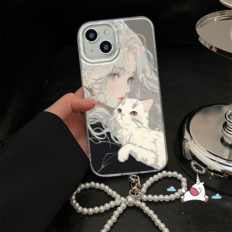 ศิลปะสาวการ์ตูนคิตตี้ลูกสุนัขกราฟฟิตีกรณีเข้ากันได้สําหรับiphone 13 15 14 12 11 Pro Max 7Plus XR X Xs Max 14 7 15 8 Plus SE 2020 Luxury Shell CandyกระดาษWaves Water Card Soft Case
