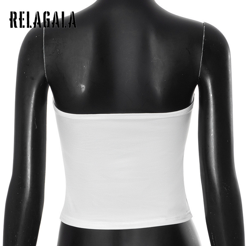 RelaGala ผู้หญิงแฟชั่นใหม่ Casual Simple ดอกไม้พิมพ์ปิดไหล่ Slim Tube Top — صورة 7