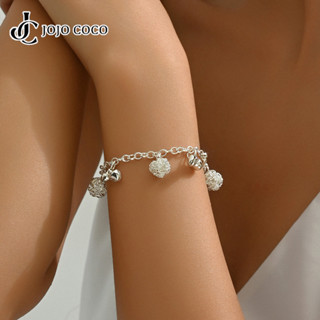 โจโจ้ โกโก้ สร้อยข้อมือลูกบอลกลวงชุบเงินแฟชั่นสไตล์เกาหลีสํา…