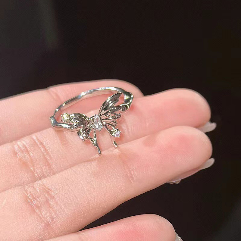 เกาหลีvintage Zircon Hollowผีเสื้อแหวนผู้หญิงCubic Zirconiaผีเสื้อแหวนงานแต่งงานเครื่องประดับของขวัญ