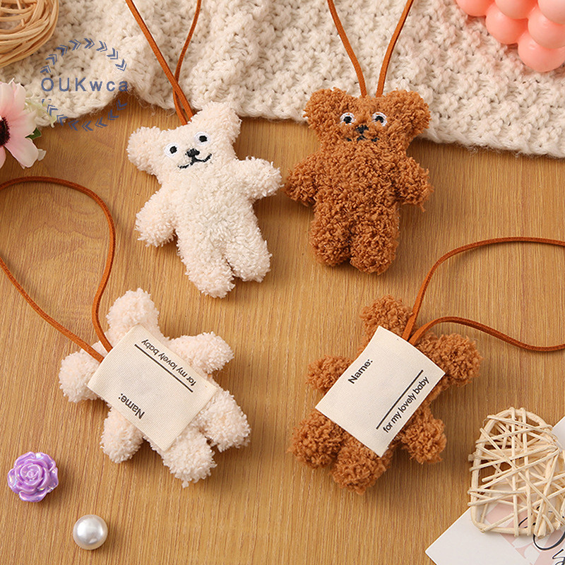 อุ๊ย น่ารักหมีของเล่นตุ๊กตาชื่อสติ๊กเกอร์จี้การ์ตูนยัดตุ๊กตาพวงกุญแจกระเป๋าเครื่องประดับเด็กป้องกันการสูญหายชื่อแท็กของขวัญใหม