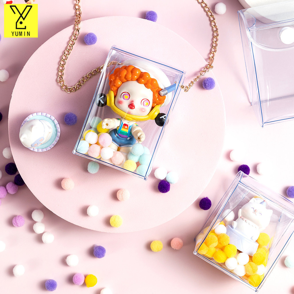 ซองใสใส่ลาบูบู้ กันฝุ่น กันน้ำLabubu ถุงกันเปื้อนลาบูบู้ ตกแต่งกระเป๋าเป้สะพายหลัง วัสดุ PVC โปร่งใสอุปกรณ์เสริมอะนิเมะ