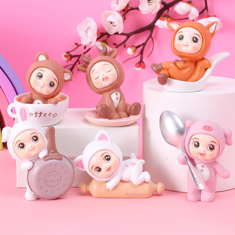 กล่องตาบอด Lilliput ห้องครัวตุ๊กตาน่ารักของเล่นตุ๊กตา 6 ชิ้น/เซ็ต