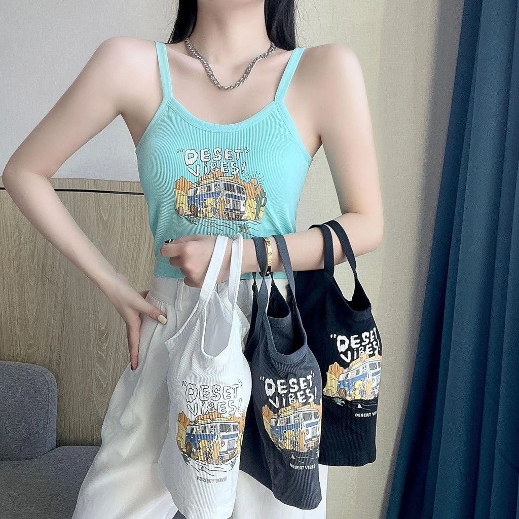 #262 มาใหม่ เสื้อสกีนลายสายเดี่ยว เสื้อกล้าม มีฟองน้ำในตัว พร้อมส่ง สินค้าพร้อมส่ง