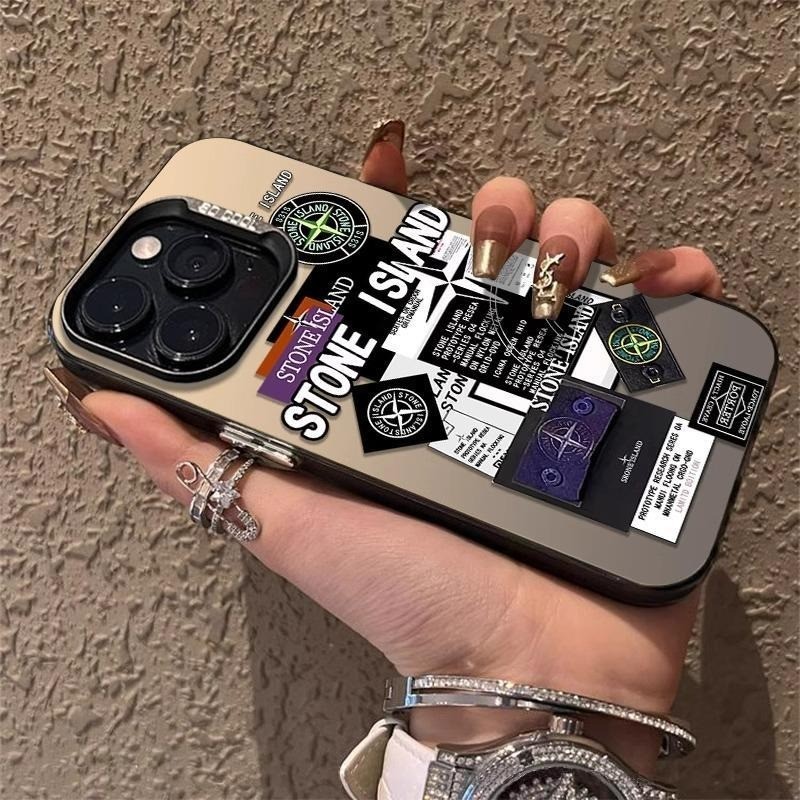 เคสไอโฟน16 15 14 13 12 11 Pro Max Case กันกระแทก stone island Label Hard Compatible เคส iPhone 16PM,16Plus,X/XS, XR,7+,8Plus