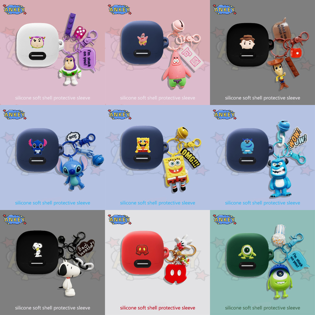 For SoundPEATS Air 5 Earphone Silicone Case Cute Monster Earbuds Soft Protective Headphone Cover Headset Skin with Pendant