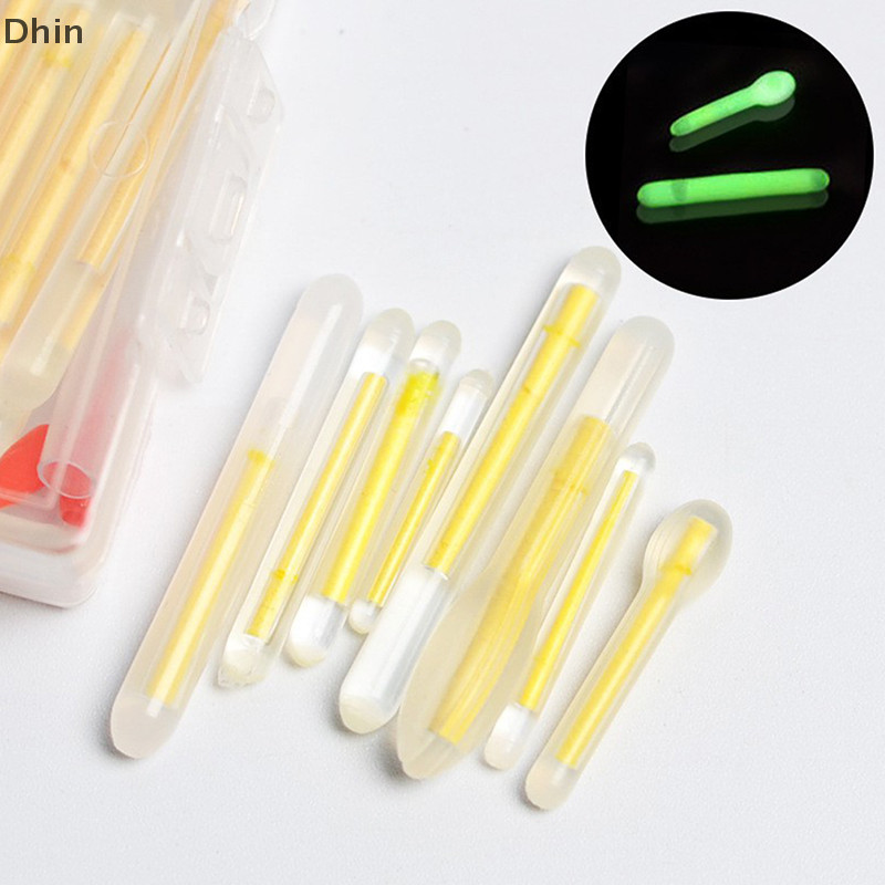 [Dhin] 10 ชิ้นกล่อง Fireflaies สําหรับตกปลาลอยเรืองแสง Light Night Float Rod ไฟ Dark Glow Stick Pesca Stick ที่มีประโยชน์ตกปลาจํานวนมาก COD
