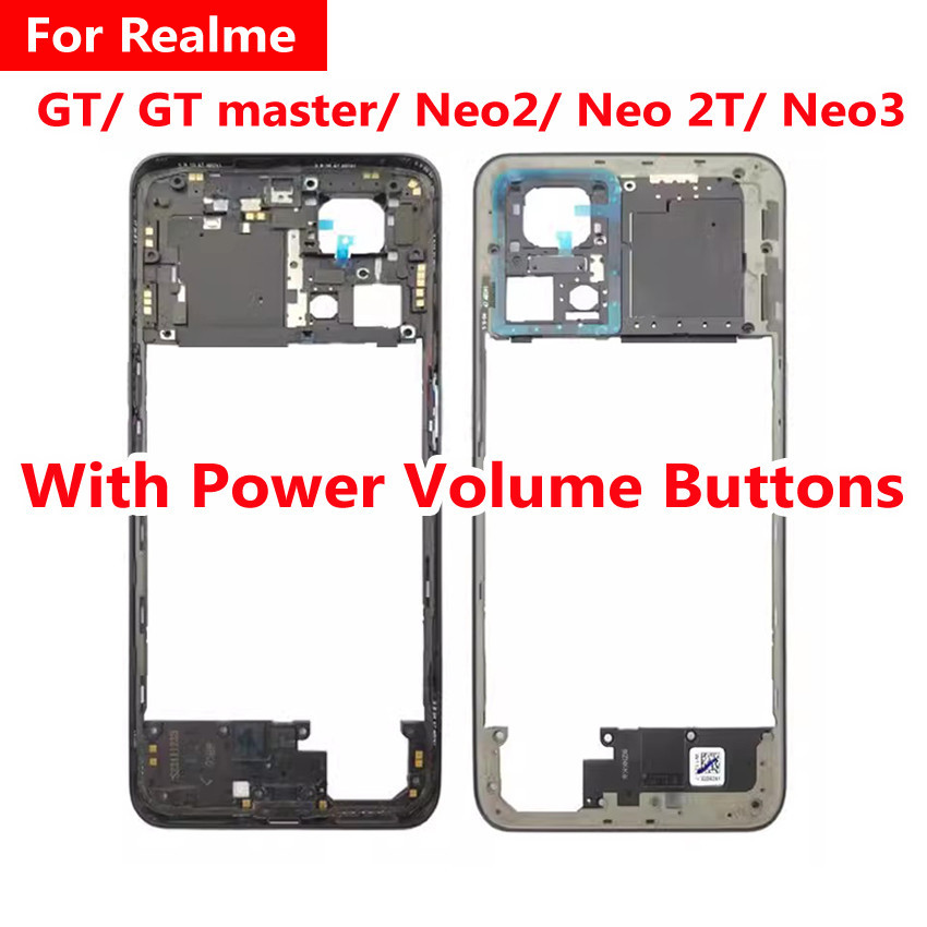 ที่ดีที่สุดกลางกรอบสําหรับRealme GT Neo 3 Neo 2 2T GT Master Neo 5Gกรอบกลางผู้ถือด้านข้างปุ่มปรับระดับเสียงอะไหล่