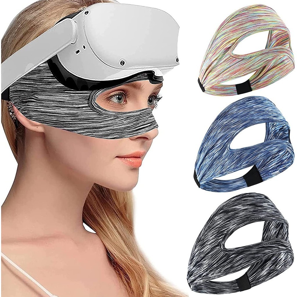 Vr Eye Mask, สายรัดเหงื่อ VR ระบายอากาศได้แบบปรับได้สําหรับ Oculus Quest 2, HTC Vive, PS, Gear, VR ออกกําลังกาย
