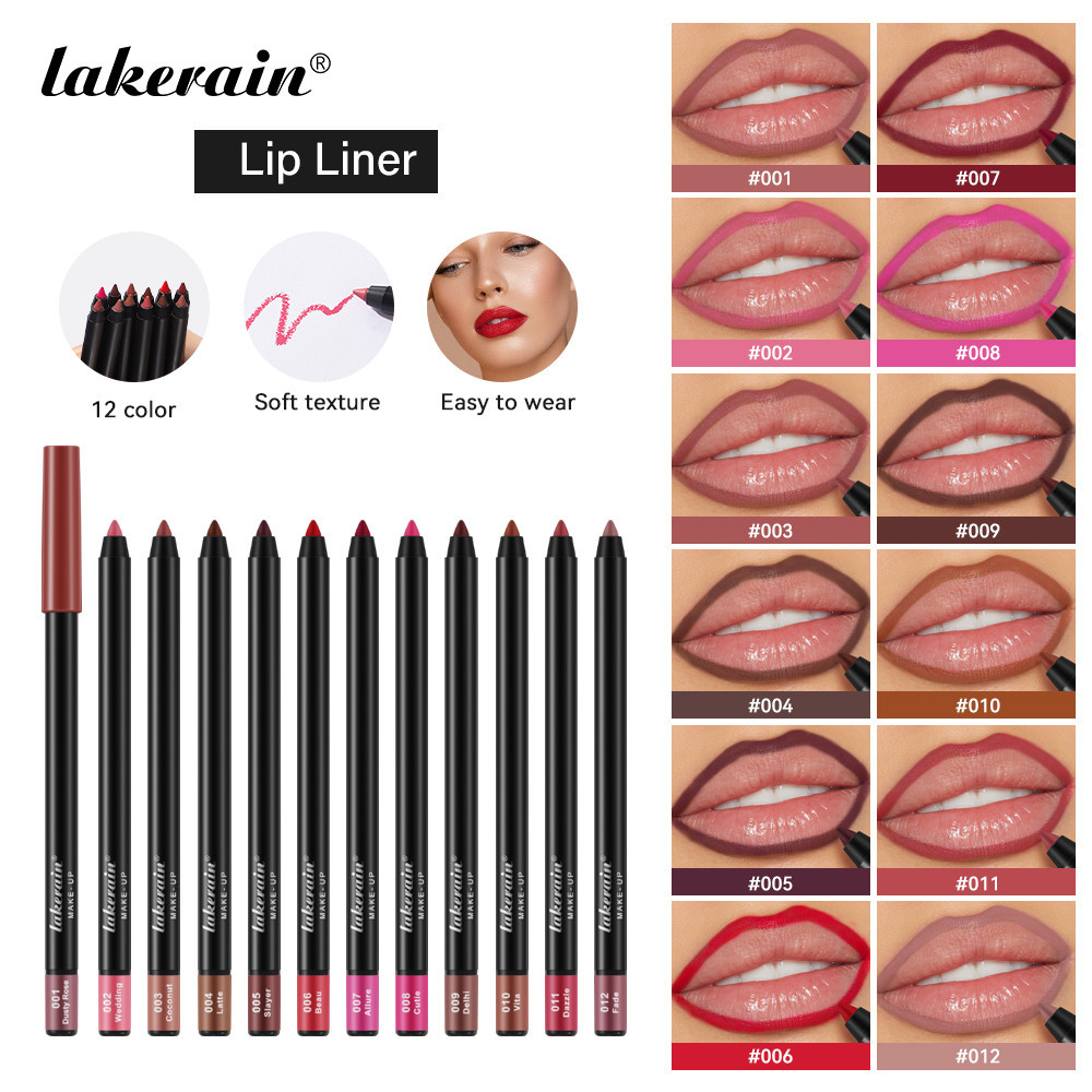 ซื้อ Lakerain 1 ชิ้น Matte Lip Liner กันน้ํา Long-lasting Lip Liner ดินสอ Non-stick Cup ลิปสติก Liner ปากกา 12 สีตัวเลือก