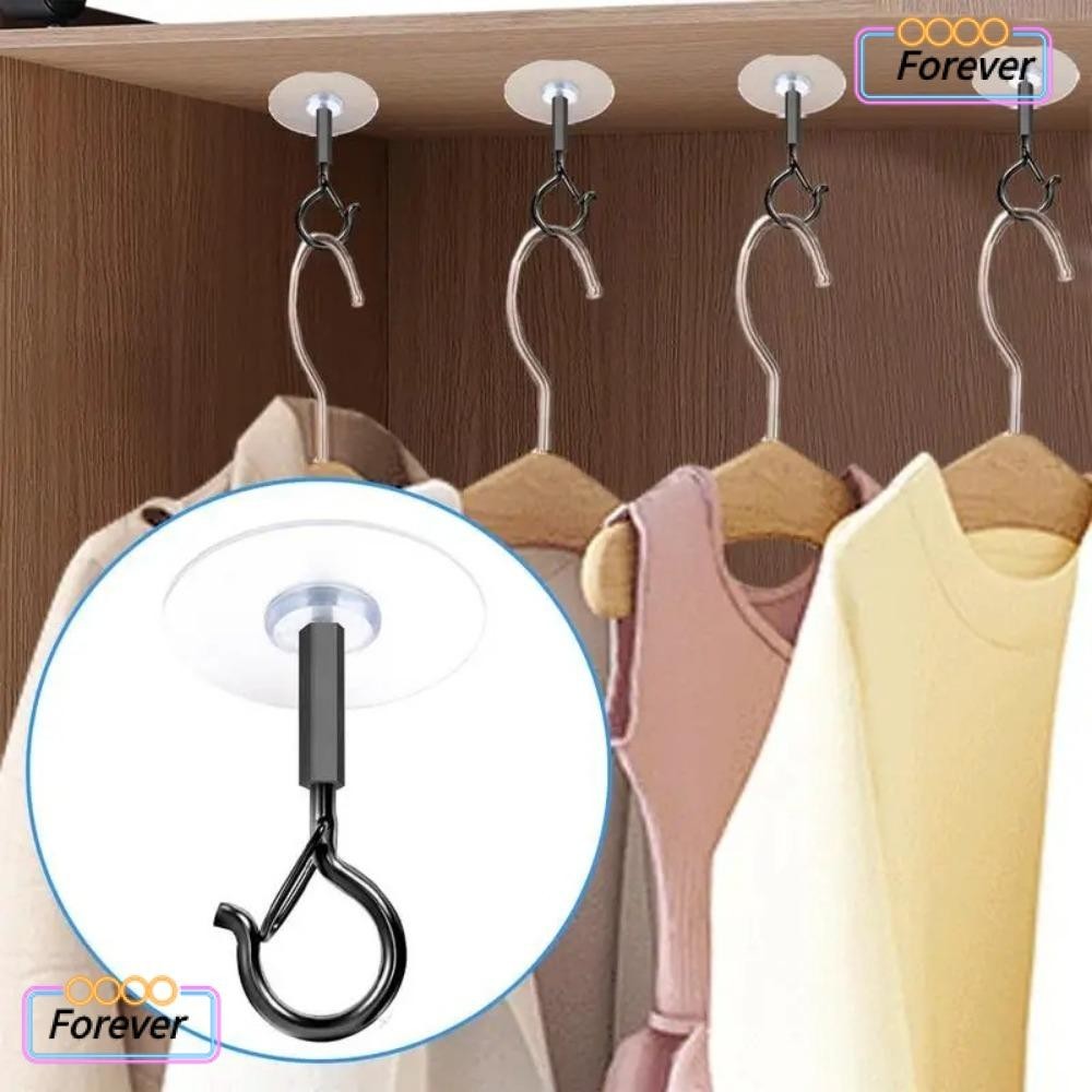 Forever 2 ชิ้นตะขอเพดาน, Windproof Clasp Design Wall Hooks, Safety Self กาวโลหะไม่มีการเจาะ Sticky Eye Hooks ไฟ LED