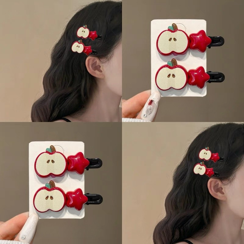 [Magpie] กิ๊บติดผม Apple หวาน Girly Bangs Clip Ins กิ๊บติดผมผมหัก Duckbill Clip เครื่องประดับผม