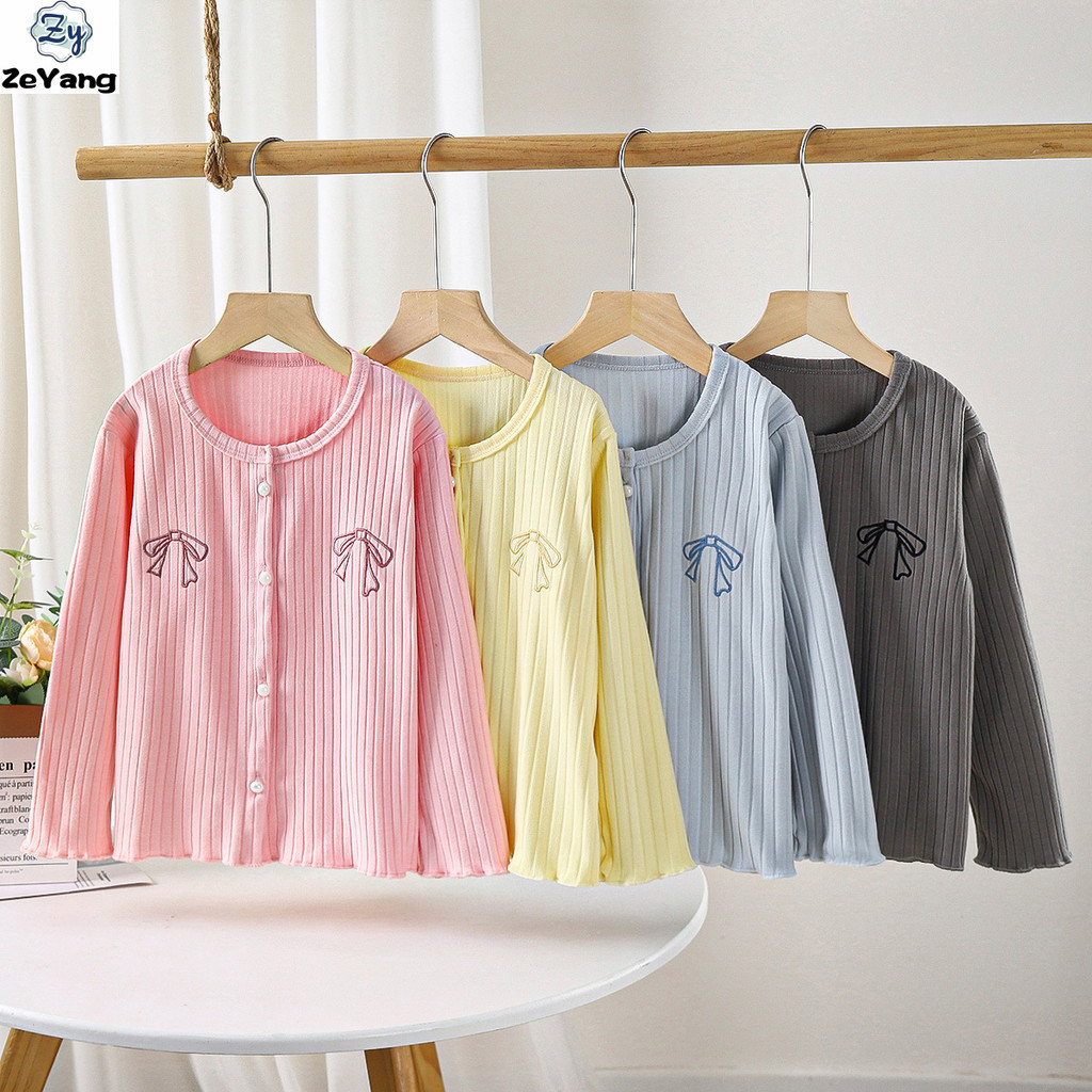 [ZY] 80-140 ซม.พร้อมสต็อกเด็กปักเสื้อกันหนาวลําลองเสื้อสเวตเตอร์ถักน่ารักฤดูใบไม้ร่วงฤดูหนาวเด็กทารกแฟชั่นแขนยาวเสื้อยืด Jacquard Top All-Match Top รอบคอ T