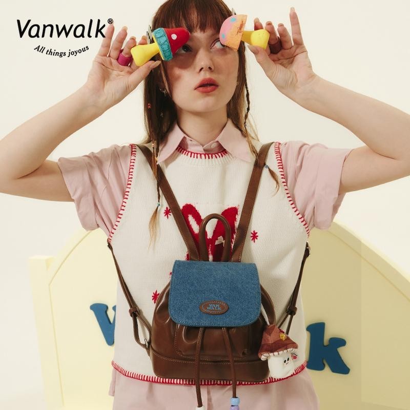 Vanwalk(v2622)กระเป๋าเป้เด็กผู้หญิงคาวบอยน่ารักสไตล์วินเทจกระเป๋าเป้นักเรียน
