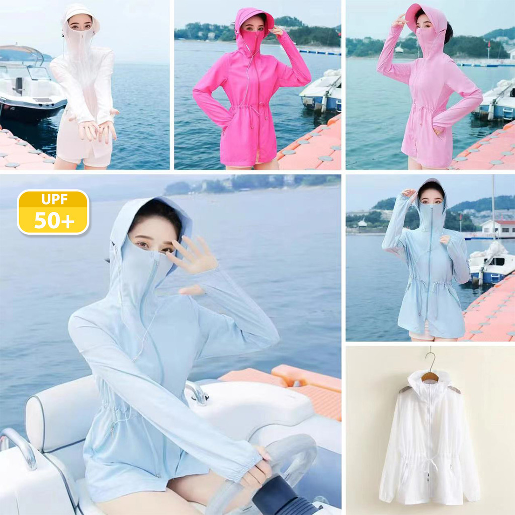 เสื้อกันแดดสไตล์เกาหลี สำหรับผู้หญิง ผ้าบาง ป้องกัน UV 50+