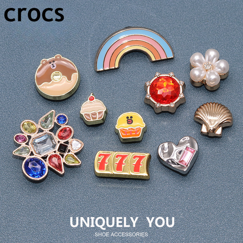 Jibbitz Crocs Charm รองเท้าดอกไม้อุปกรณ์เสริมโลหะ DIY ตกแต่งคุณภาพสูง