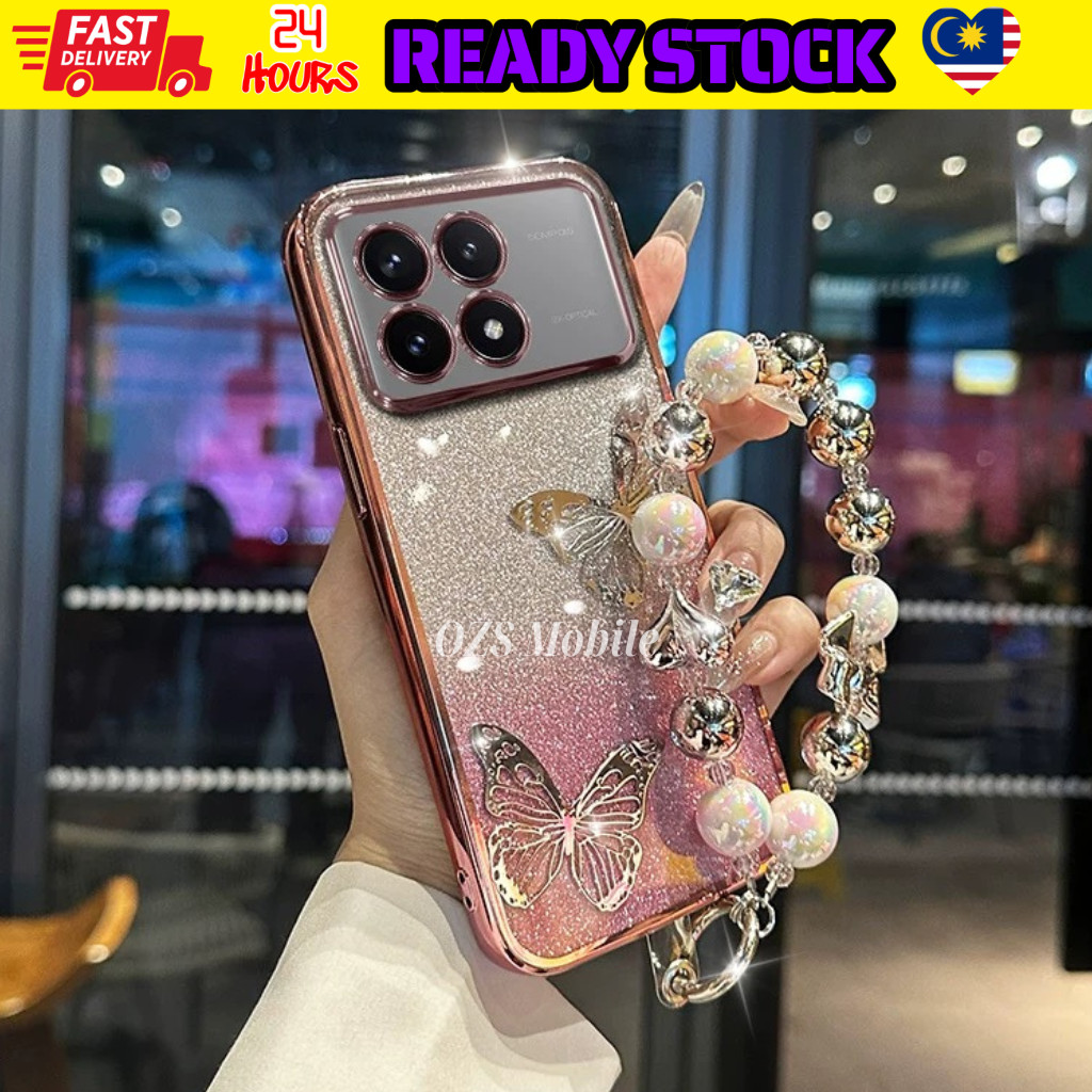Oppo A3 Pro A5 Pro A15 A15s A16 A17 A18 A5 A9 A53 2020 fon ผีเสื้อเพชรไล่โทนสีรักกําไลข้อมือกรณีปลอก