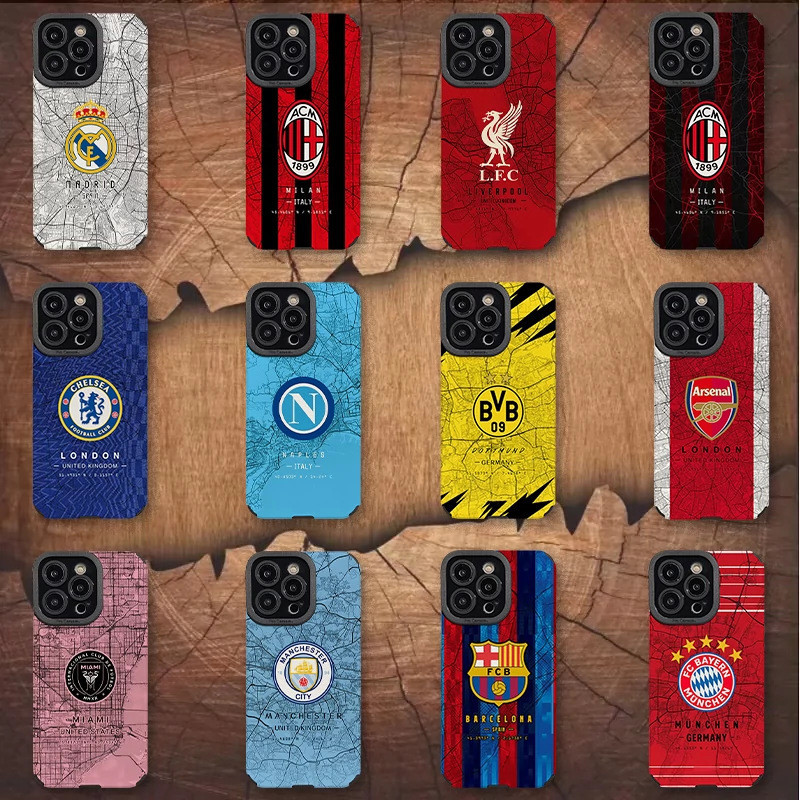 เหมาะสําหรับ iPhone15/14Promax เคสโทรศัพท์ยุโรปฟุตบอล Club Champions League Apple 13Pro/12/XR/11 กันกระแทกรูปแบบสี 8plus สติกเกอร์กันกระแทกหนัง TPU รู้สึกหนังนิ่มนุ่มกรณี
