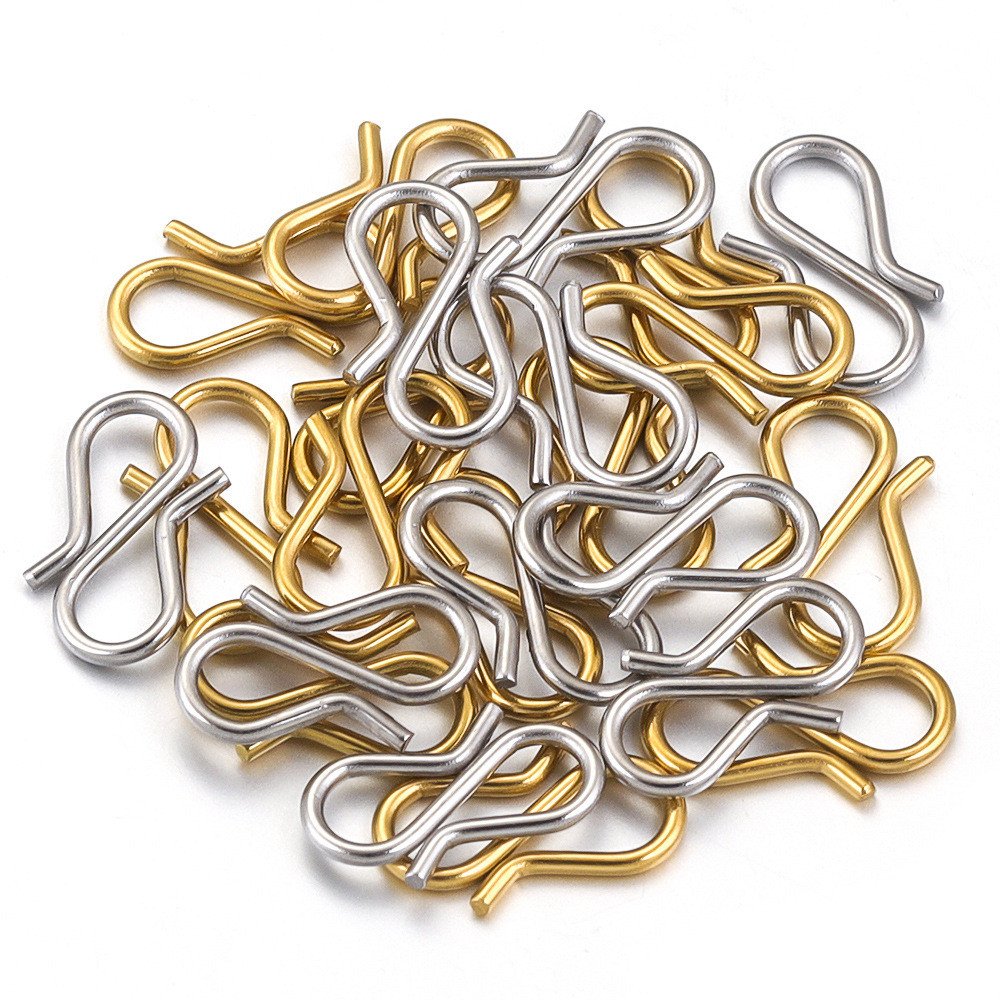 10 ชิ้น/แพ็คสแตนเลส Gold-Plated S-Shaped Hook เครื่องประดับทํา DIY สร้อยข้อมือสร้อยคอ Connector