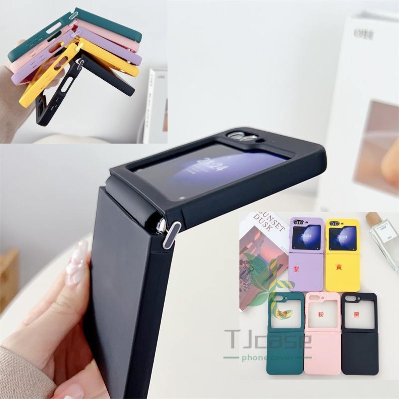 SAMSUNG บานพับยาง เคสTPUแบบนุ่มฝาครอบSamsung Galaxy Z Flip 6 Z Flip 5 Metal Link Buckleสีทึบปลอกผิว