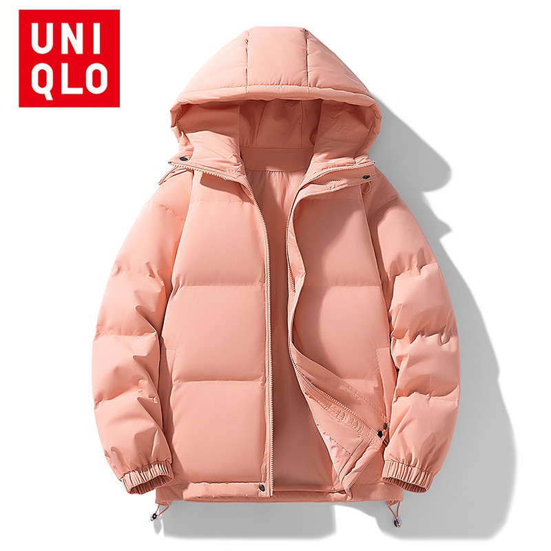 UNIQLO ยูนิโคล่ 2024 ใหม่แจ็คเก็ตผ้าฝ้ายคลุมด้วยผ้าผู้ชายและผู้หญิงที่เดินทางมาพักผ่อนเยาวชนสีทึบอบอุ่นหนาชุดสกีกลางแจ้ง