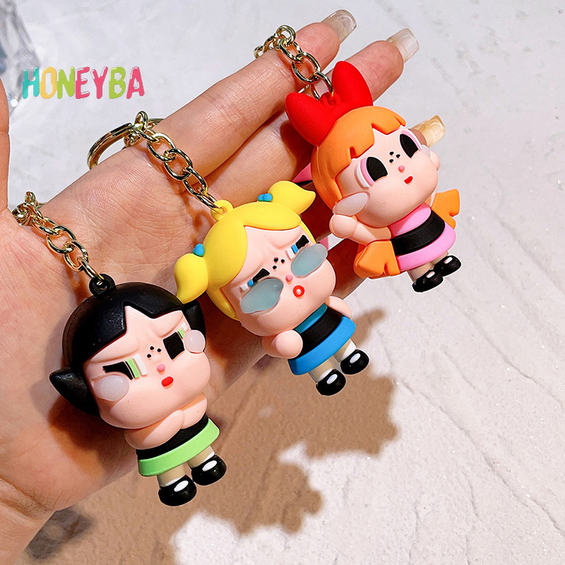 <Honeyba>The Powerpuff Girls Key Chainการ์ตูนPop Martจี้ตุ๊กตากุญแจรถแหวนกระเป๋าเป้สะพายหลังChกระเป๋าอุปกรณ์ตกแต่งNice