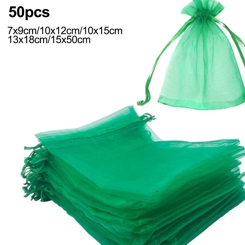 Llma _Garden Plant Fruit Protect Drawstring Net Bag Mesh Against Bird