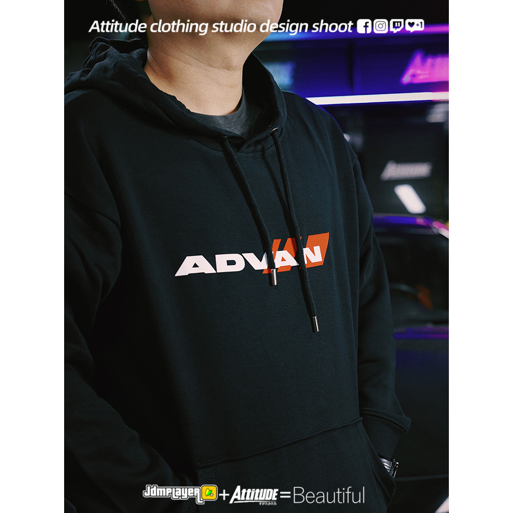 Attitude ATTITUDE ญี่ปุ่น JDM ดัดแปลงรถ Yokohama Advan Hub AD08R ยาง AD09 เสื้อกันหนาวมีฮู้ด