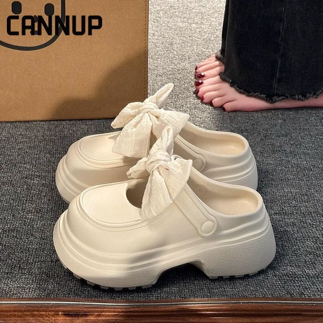 Cannup รองเท้าแตะ สบายขึ้น นุ่ม พื้นหนา เพิ่มสูง รองเท้าหัวโต ความหลากหลายของสี หลายสี ทันสมัย ดูดซับเหงื่อ FYT2460LYJ 34Z240824