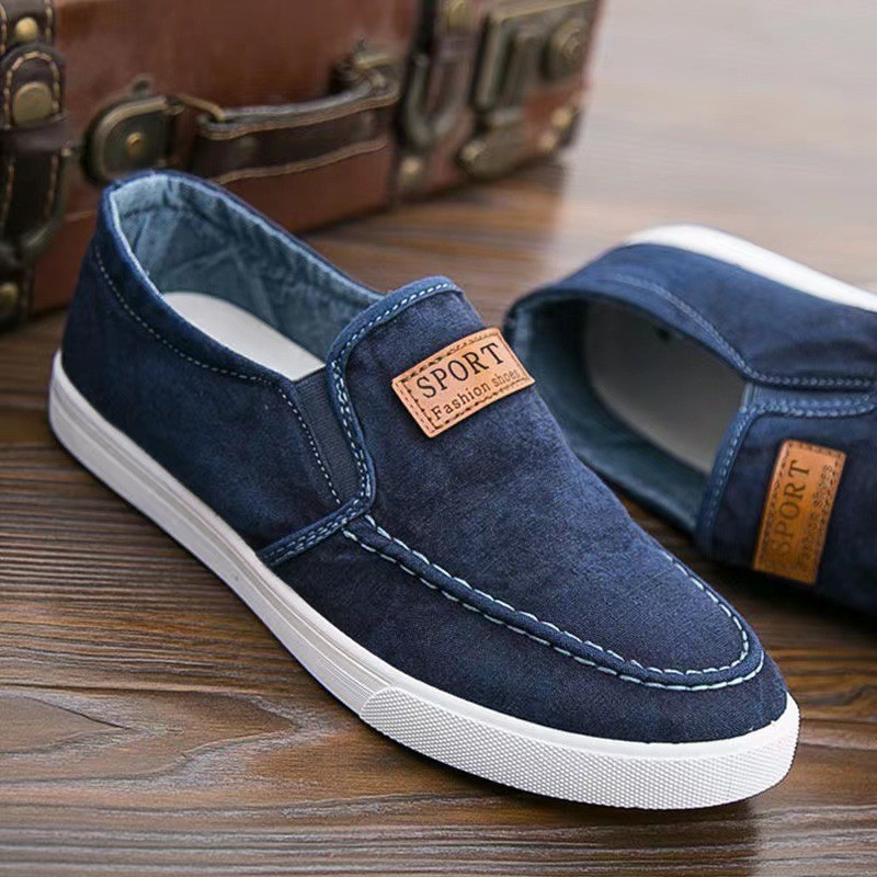 รองเท้าผู้ชาย 2024 ฤดูใบไม้ผลิ All-Match รองเท้าผ้าใบผู้ชาย Slip-On กีฬาขี้เกียจ Breathable Anti-Slip